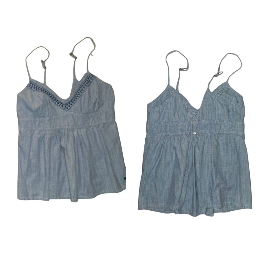 NWT VINTAGE Abercrombie Blue V-neck Spaghetti Strap Tank Top L